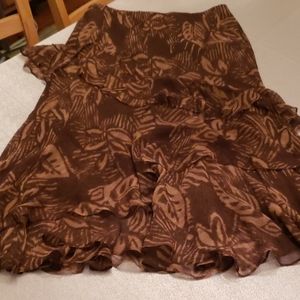 Ralph Lauren brown print layered midi-skirt (M)